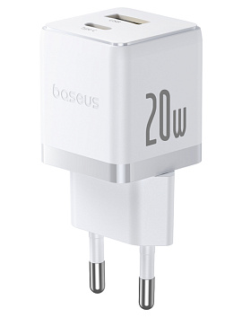 Baseus Palm Fast Charger C+U 20W с кабелем USB-C to USB-C 60W (белый)