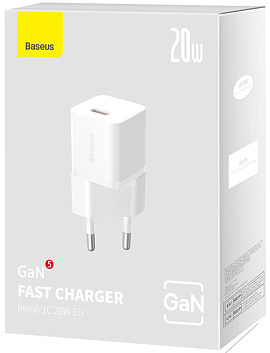 Baseus GaN5 Fast Charger mini 1C 20W (белый)