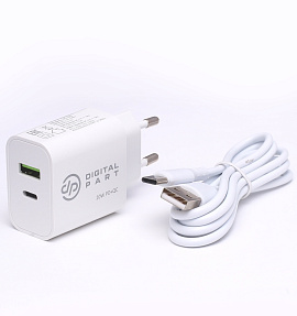 Digitalpart FC-135 20W USB + USB-C с кабелем Type-C (белый)
